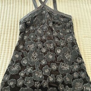 Zara Black Embroidered Sequin Halter Dress